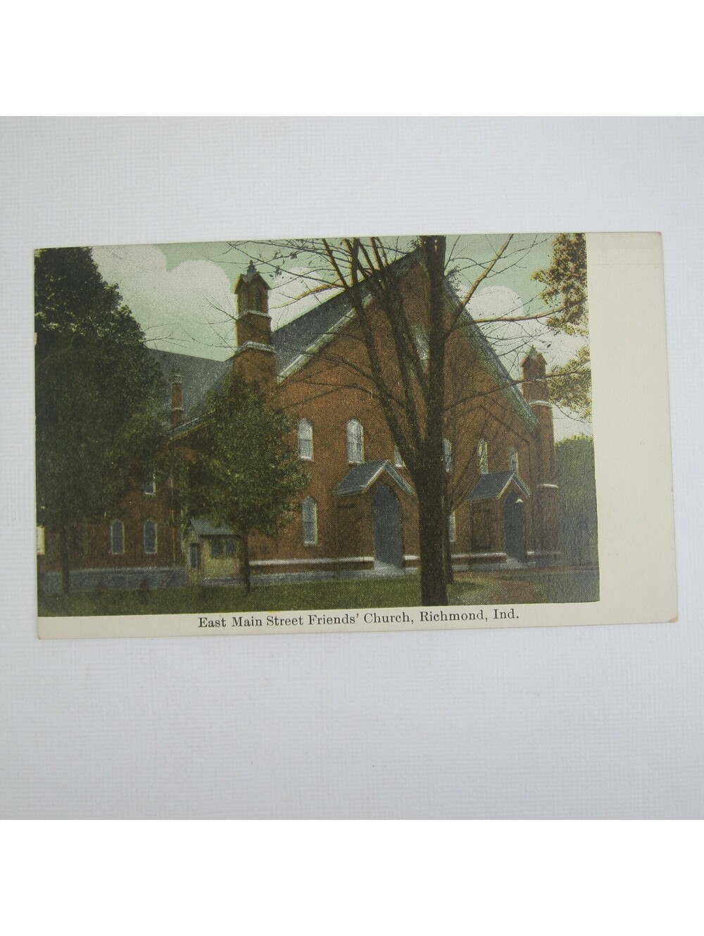 Antique Richmond Indiana Postcard East Main Street Friends Church UNPOSTED